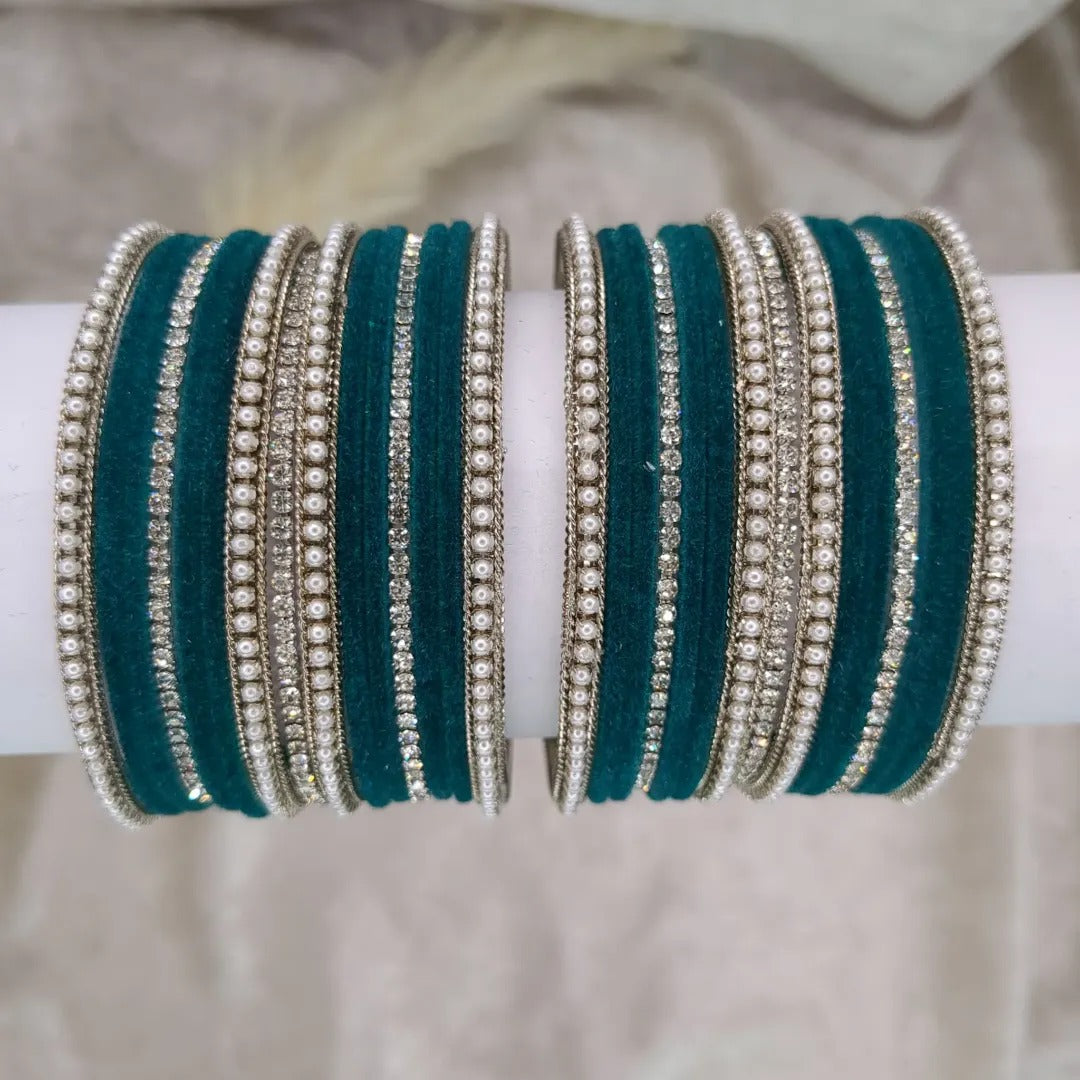 Armreifen Set - Dunkel grün | Silber | Größe 2.8