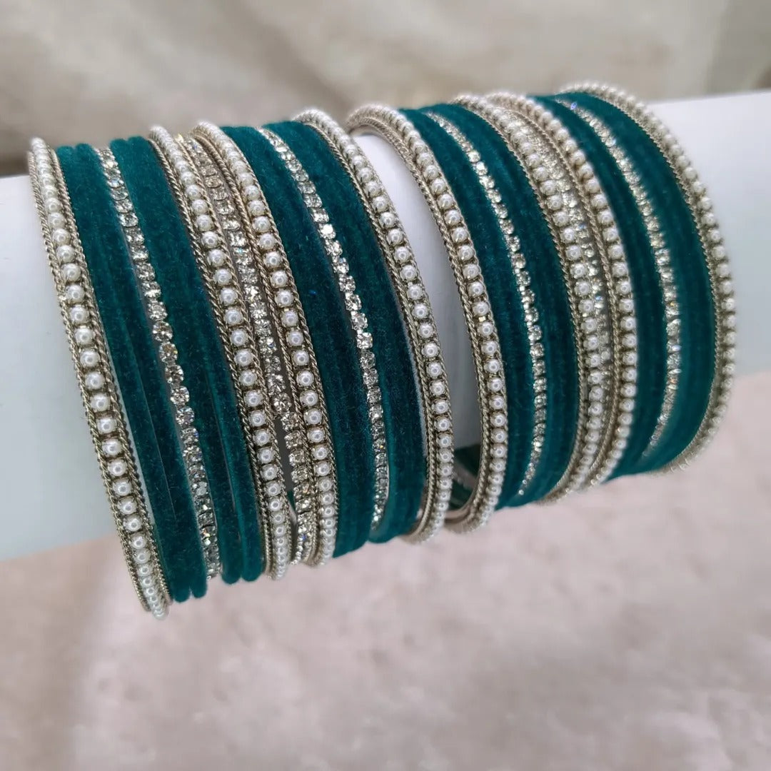 Armreifen Set - Dunkel grün | Silber | Größe 2.8