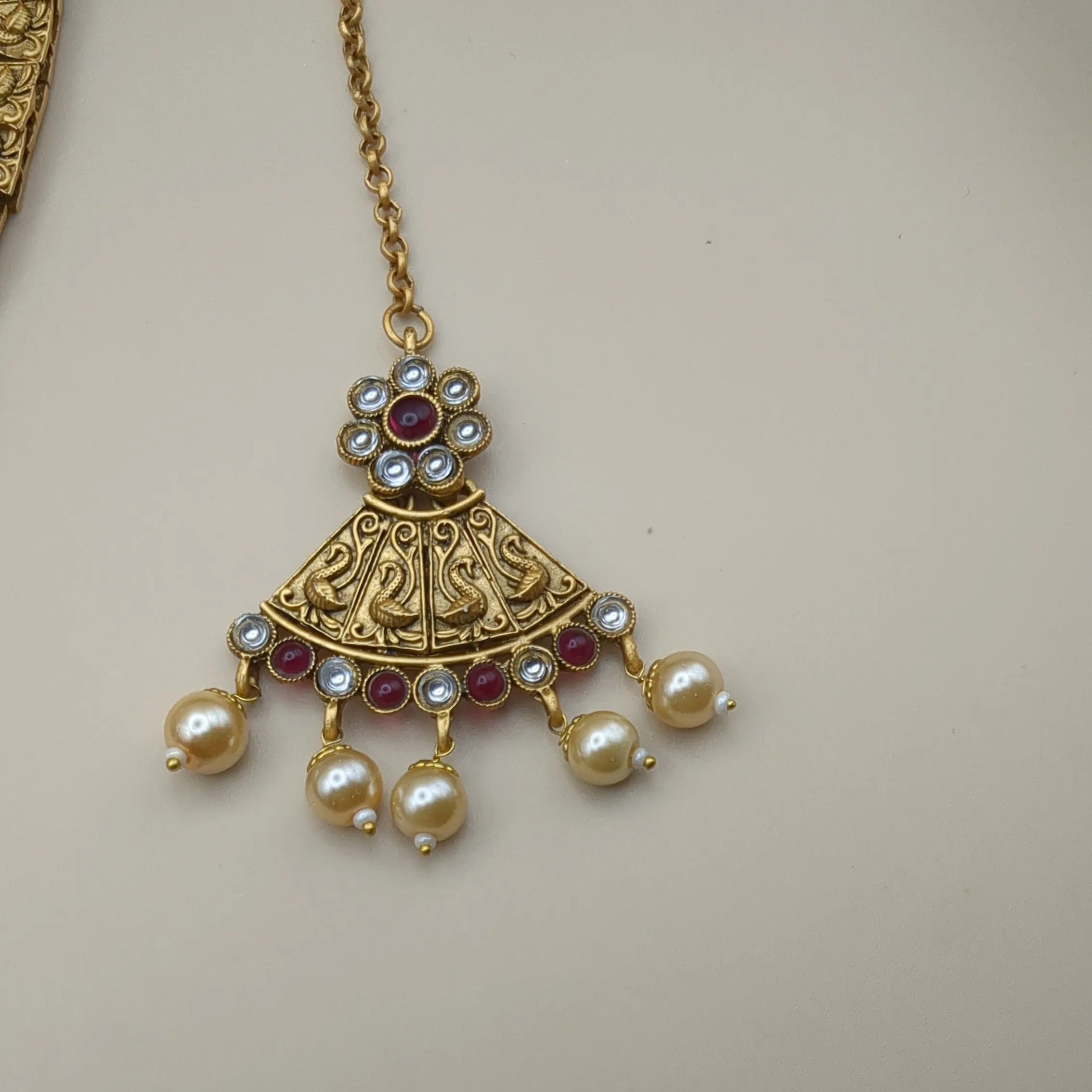 Tempel Halskette mit Ohrringe - gold