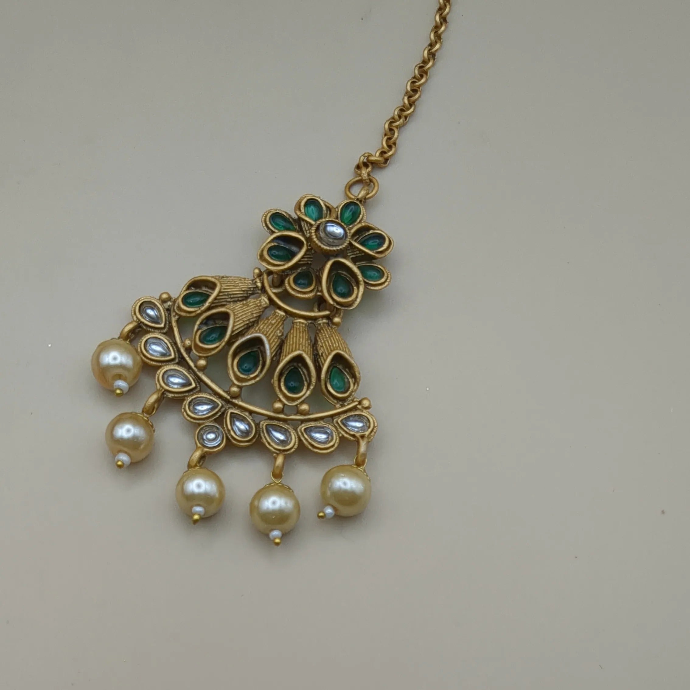 Tempel Halskette mit Ohrringe - gold