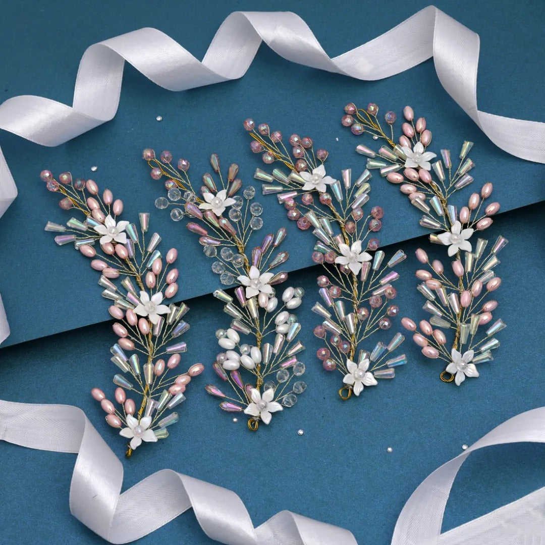 Künstliche Haarblümchen Weiß | Rosa – 1 Stück