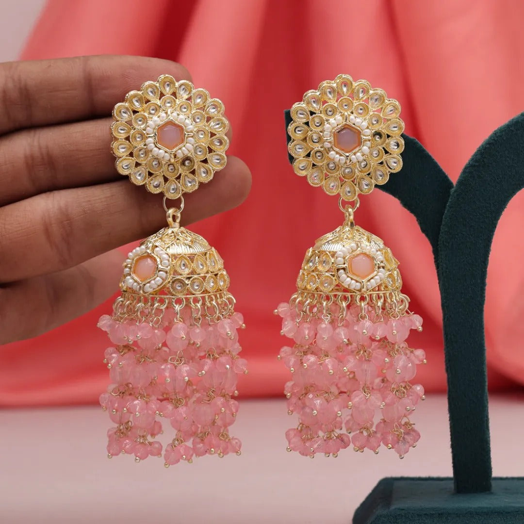 Kundan Ohrringe - Jumkha | gold | Peach