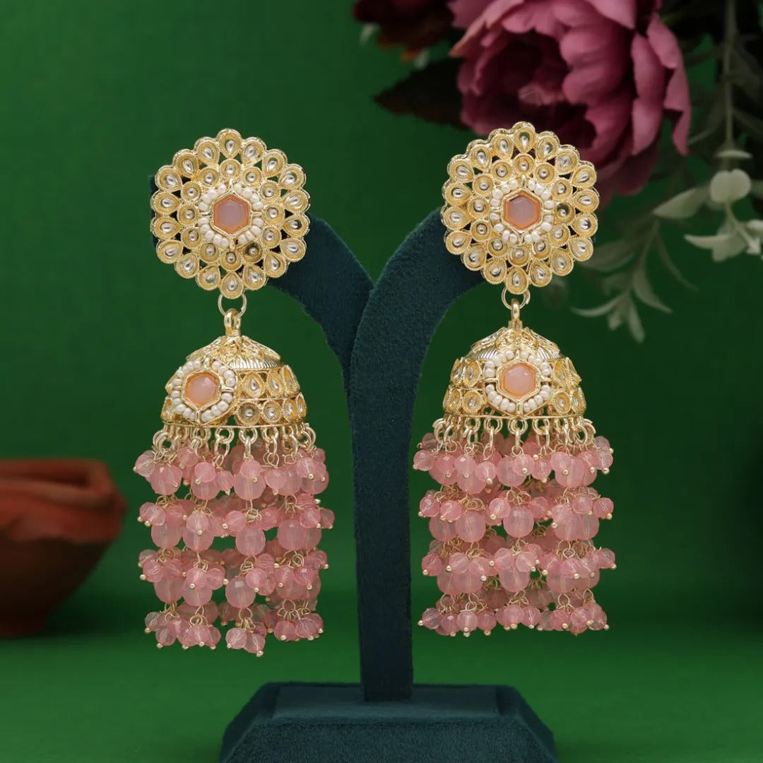 Kundan Ohrringe - Jumkha | gold | Peach
