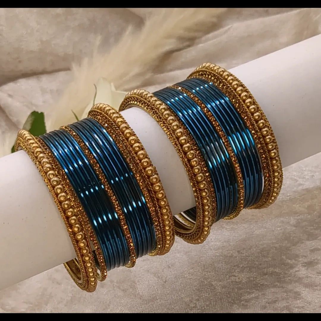 Armreifen Set - Türkistöne | Blau | Gold | Größe 2.8