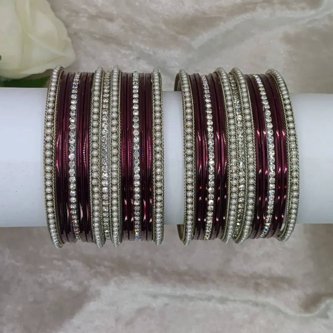 Armreifen Set - Maroon | Silber | Größe 2.8