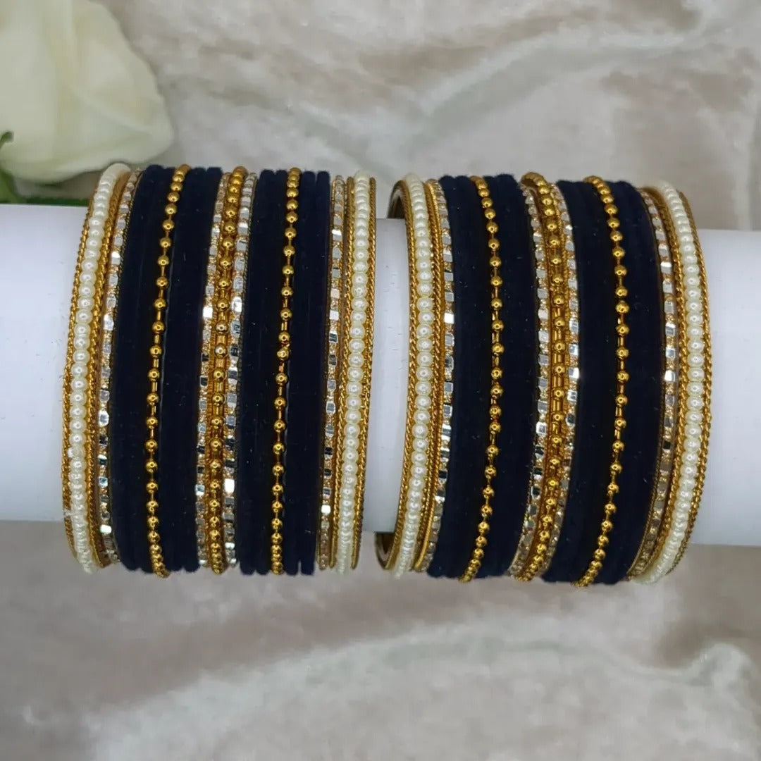 Armreifen Set - Dunkel Blau | Gold | Größe 2.8