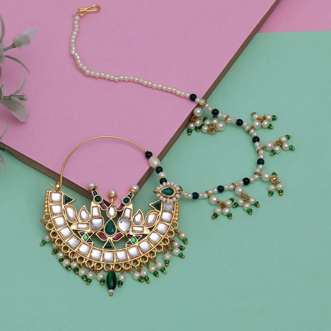 Nose Nath - Gold | Green, white