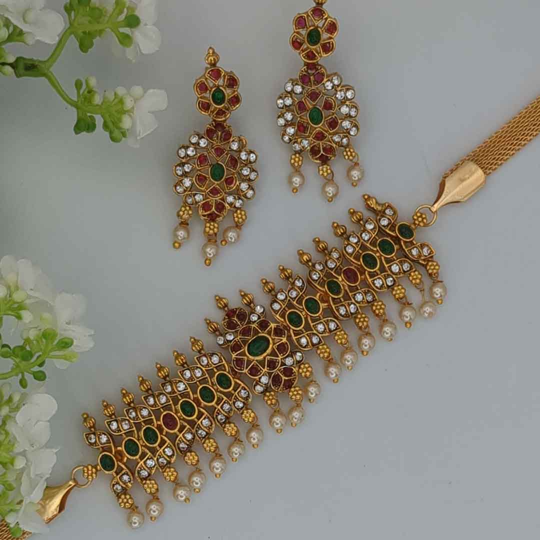 Temple Choker Necklace with Earrings