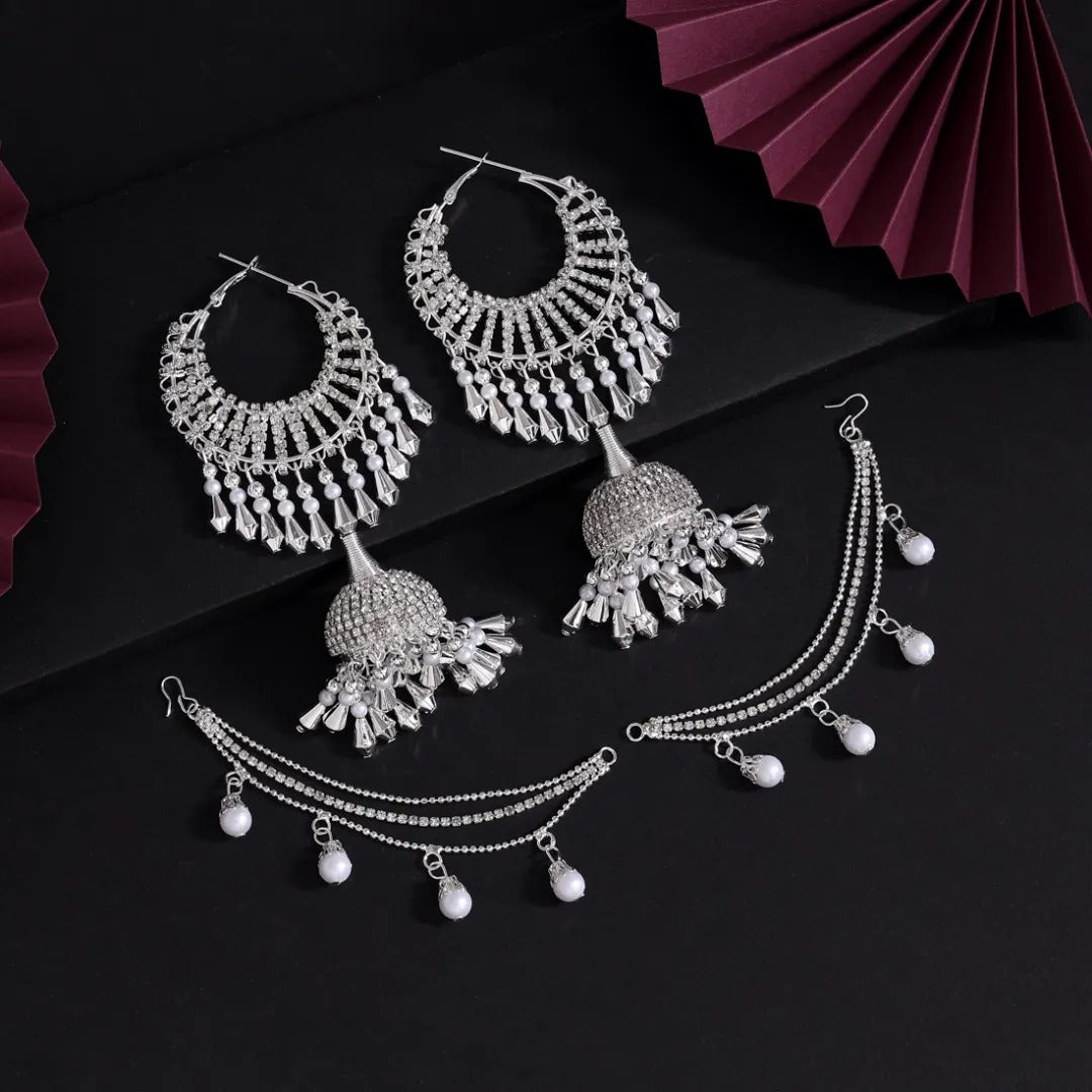 Ohrringe - Jumkha | silber mit Kette (Earchain)