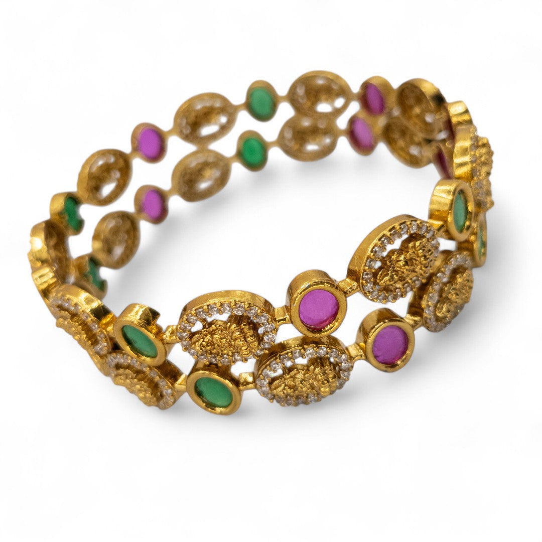 Tempel Armreifen Set- gold |Set mit 2 Armreifen