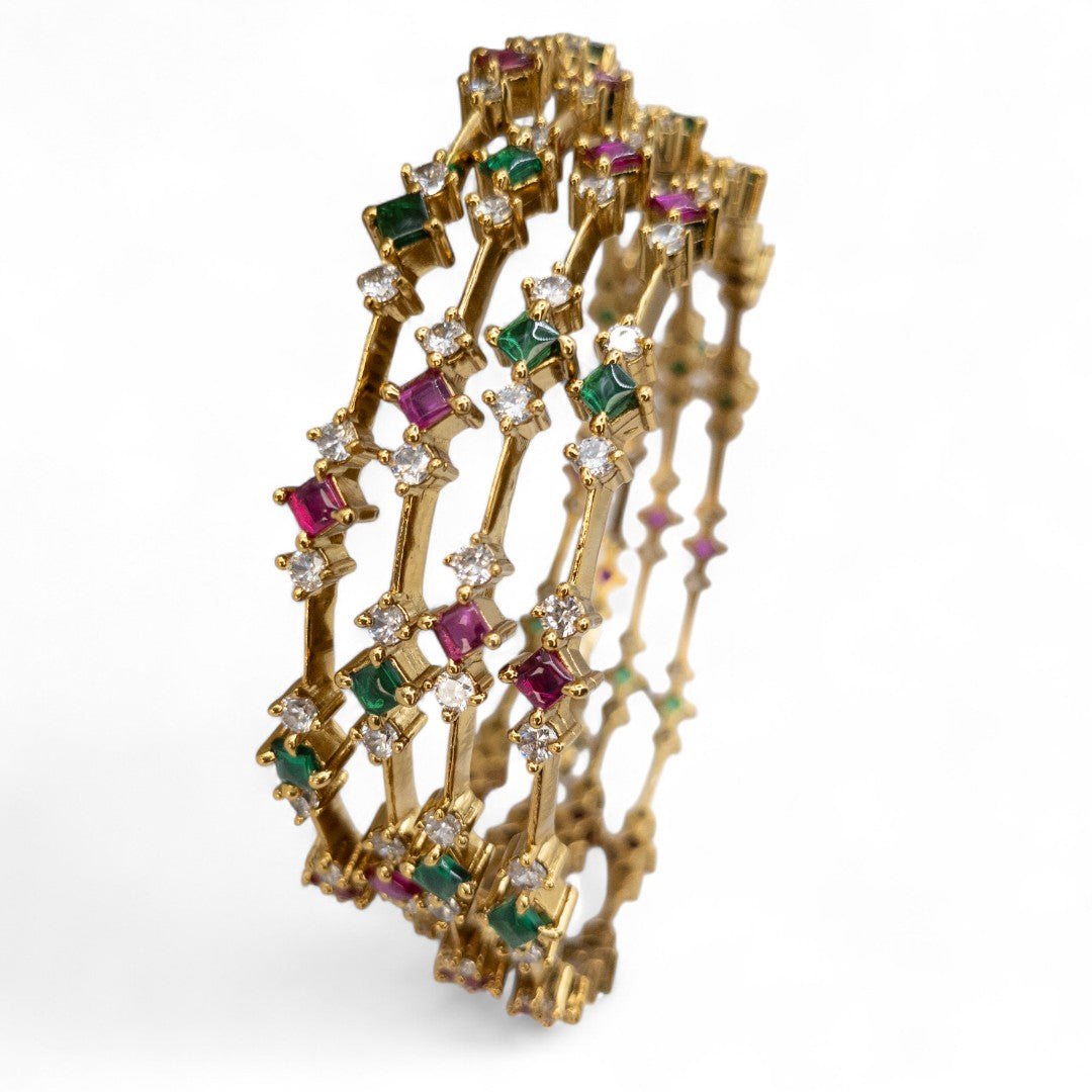 Tempel Armreifen Set- gold |Set mit 4 Armreifen