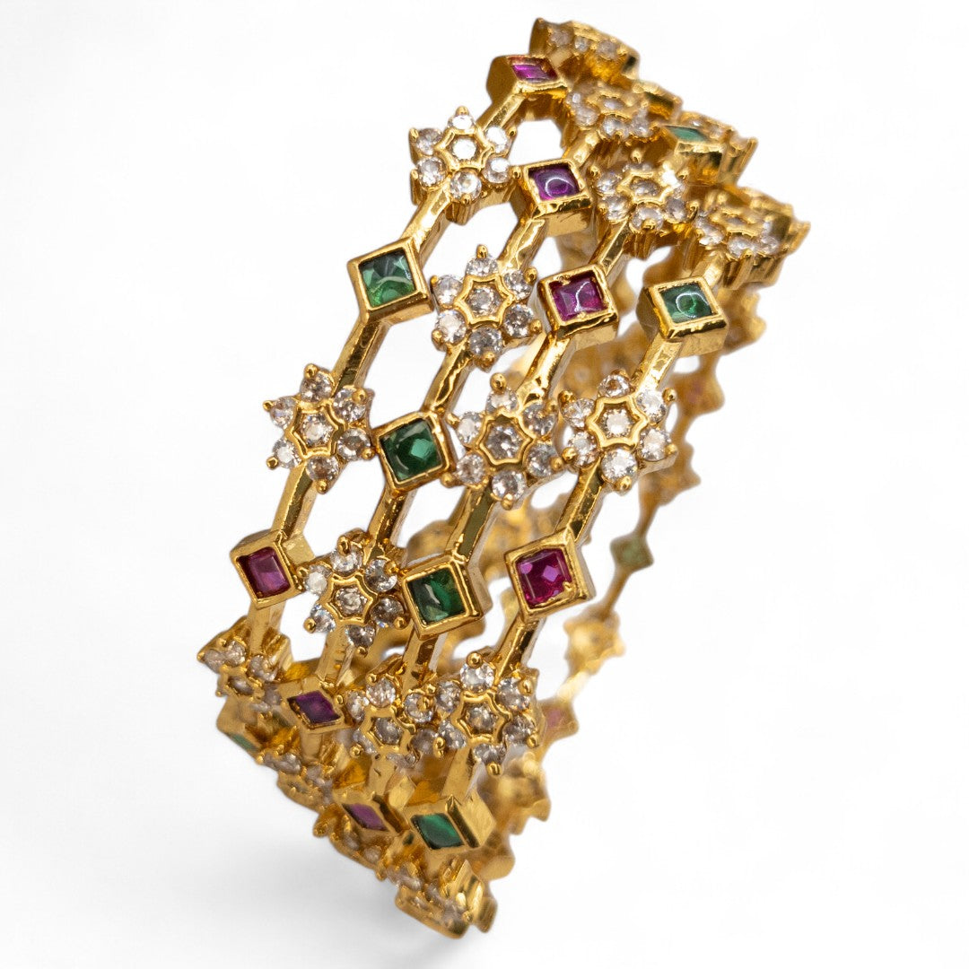 Tempel Armreifen Set- gold |Set mit 4 Armreifen