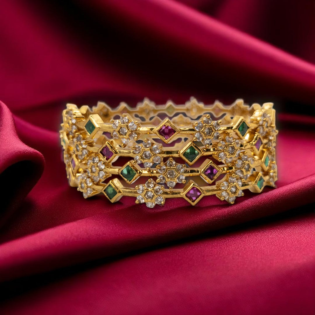 Tempel Armreifen Set- gold |Set mit 4 Armreifen