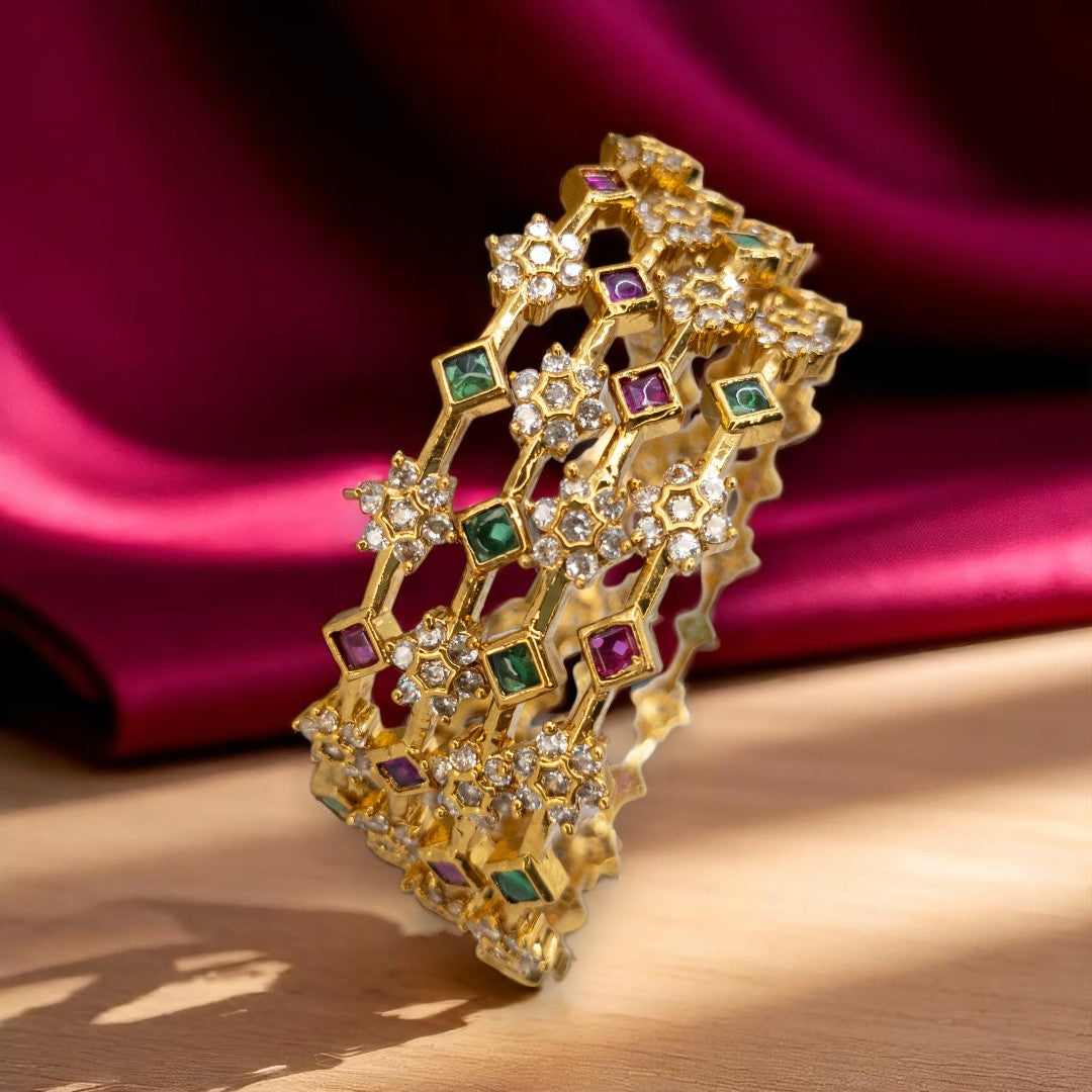 Tempel Armreifen Set- gold |Set mit 4 Armreifen