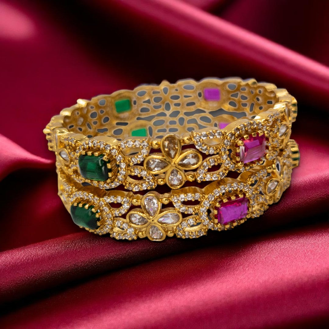 Tempel Armreifen Set- gold |Set mit 2 Armreifen
