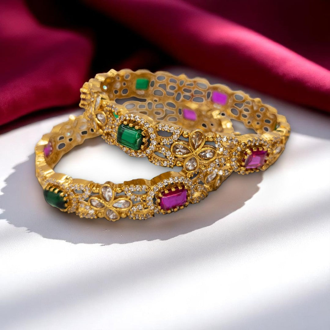 Tempel Armreifen Set- gold |Set mit 2 Armreifen