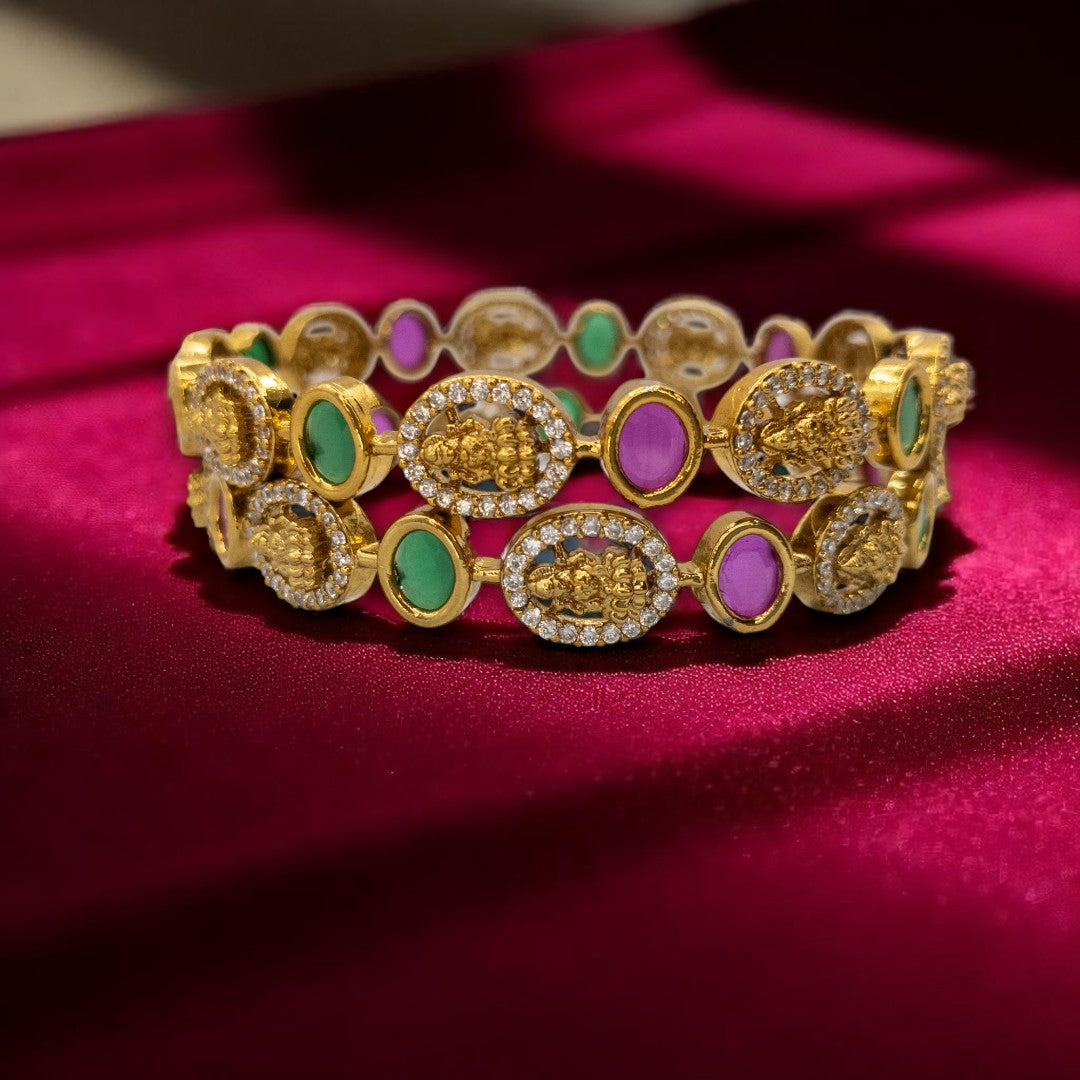 Tempel Armreifen Set- gold |Set mit 2 Armreifen