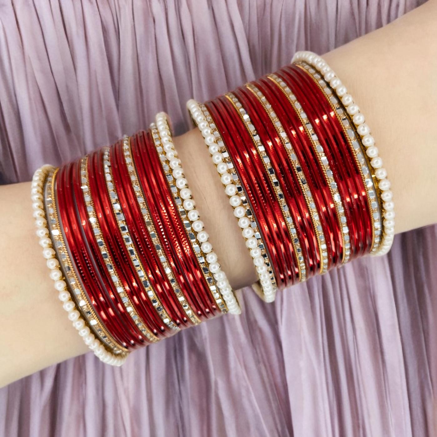 Armreifen Set - Rot | gold | Größe 2.8