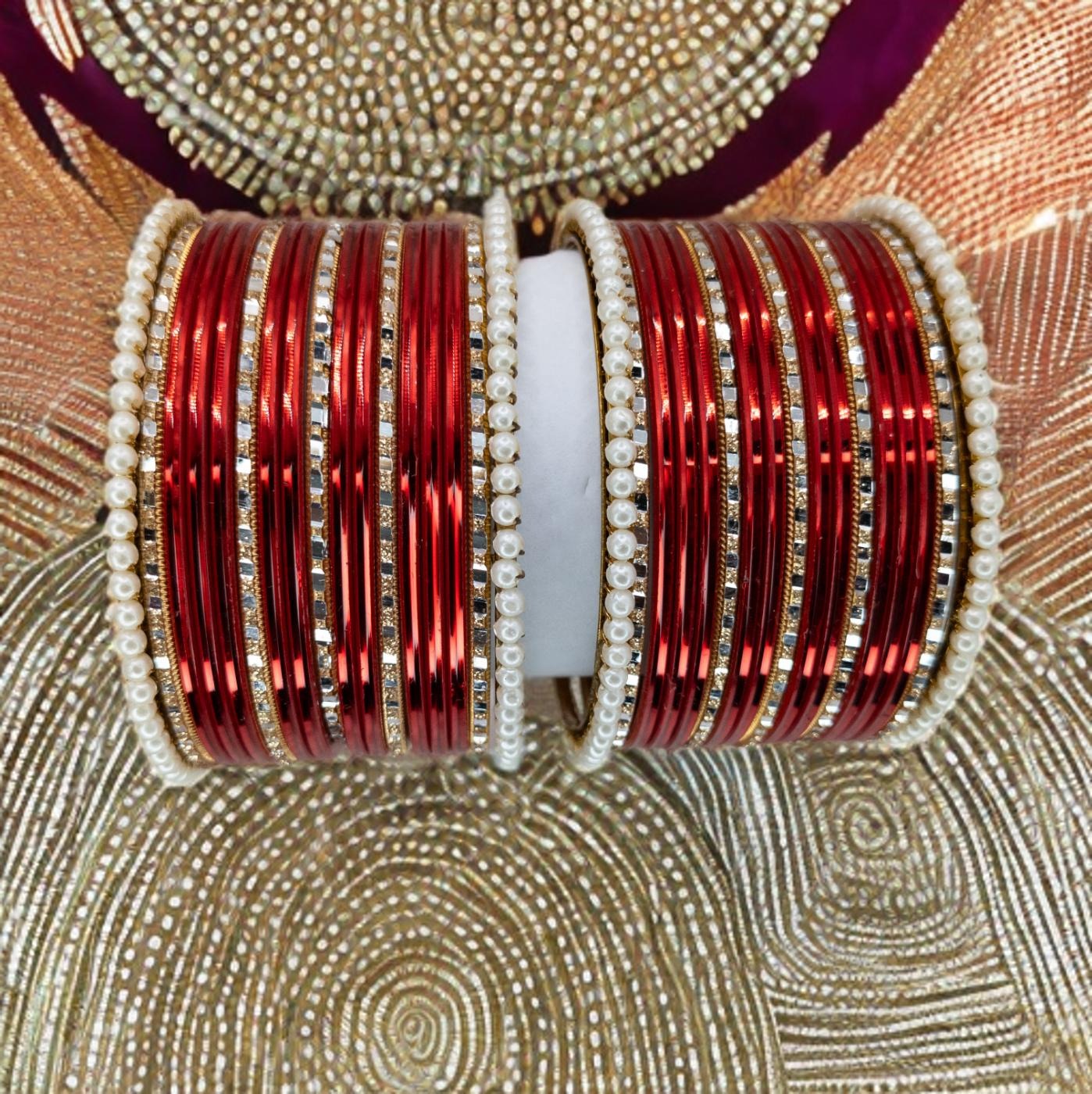 Armreifen Set - Rot | gold | Größe 2.8