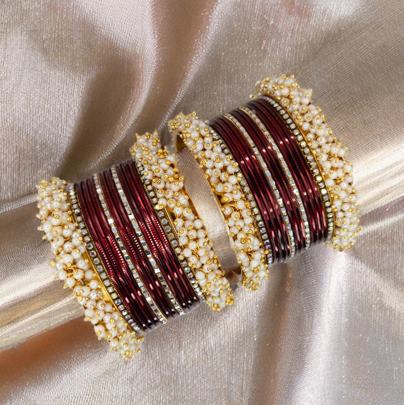 Bangles Set - Magenta | Gold | Size 2.8