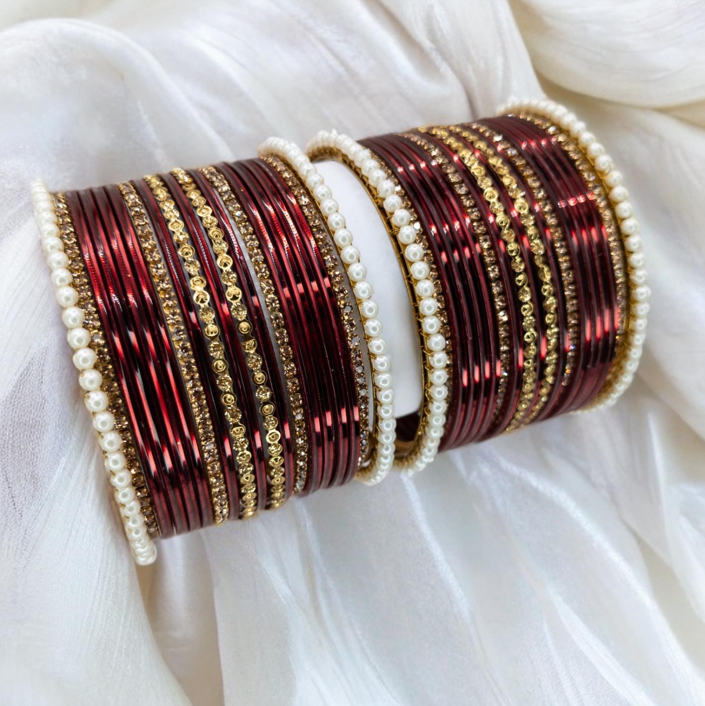 Armreifen Set - Maroon | Gold | Größe 2.8