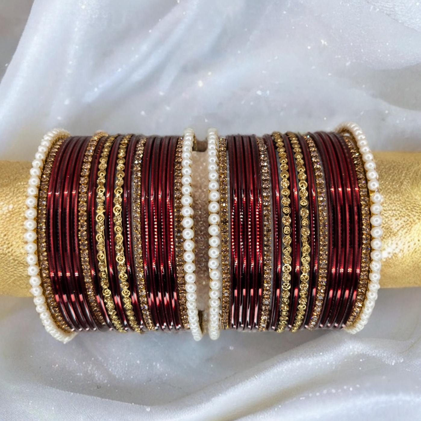 Armreifen Set - Maroon | Gold | Größe 2.8