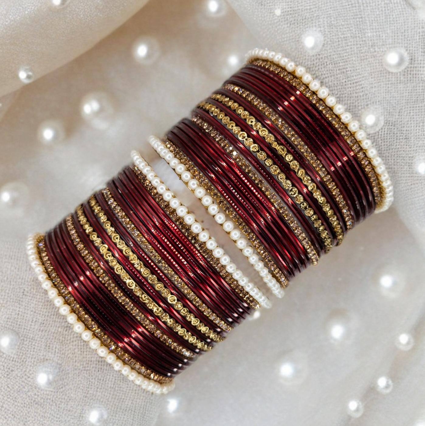 Armreifen Set - Maroon | Gold | Größe 2.8