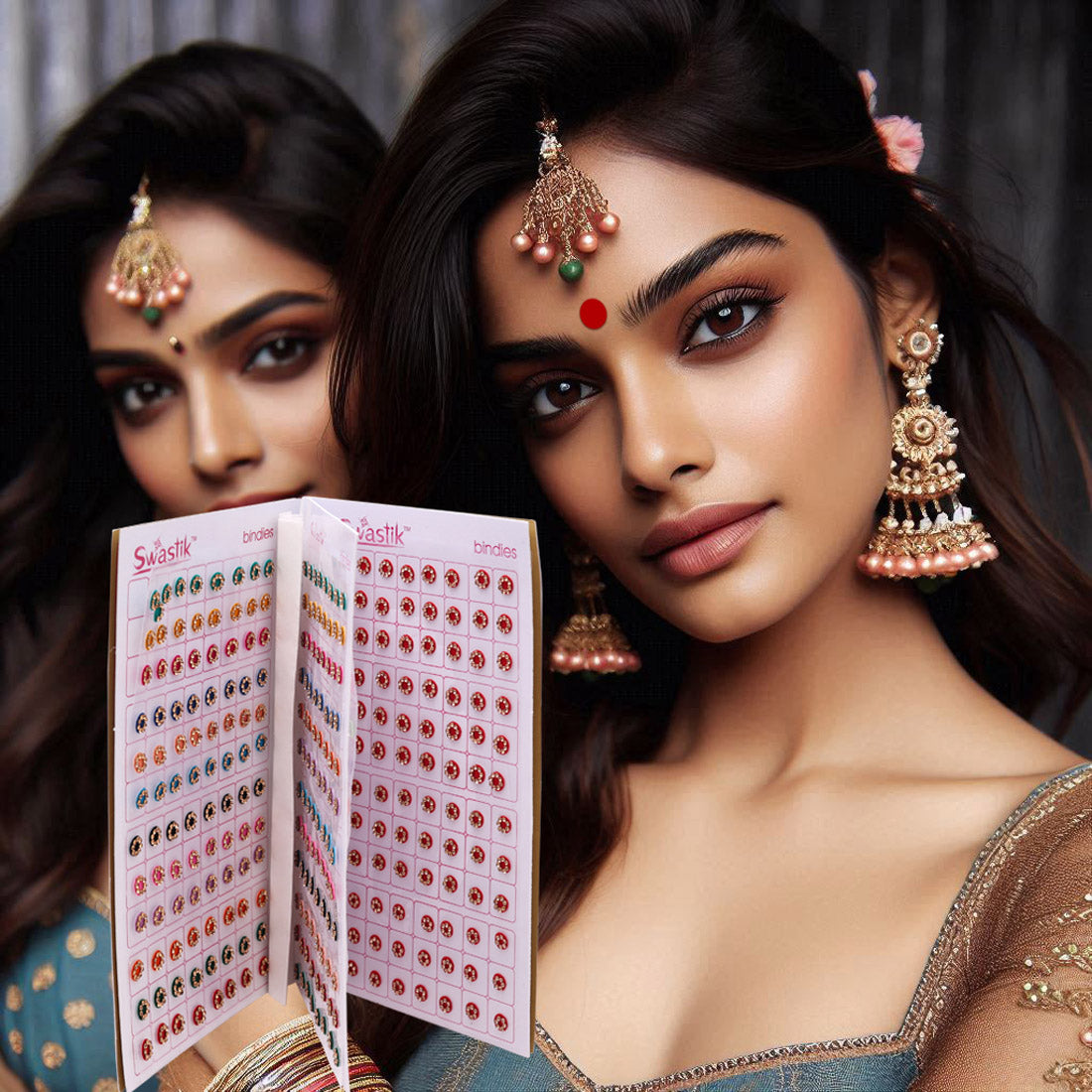 Multicolor rund Formige Bindis – 576 Stück in einem Buch
