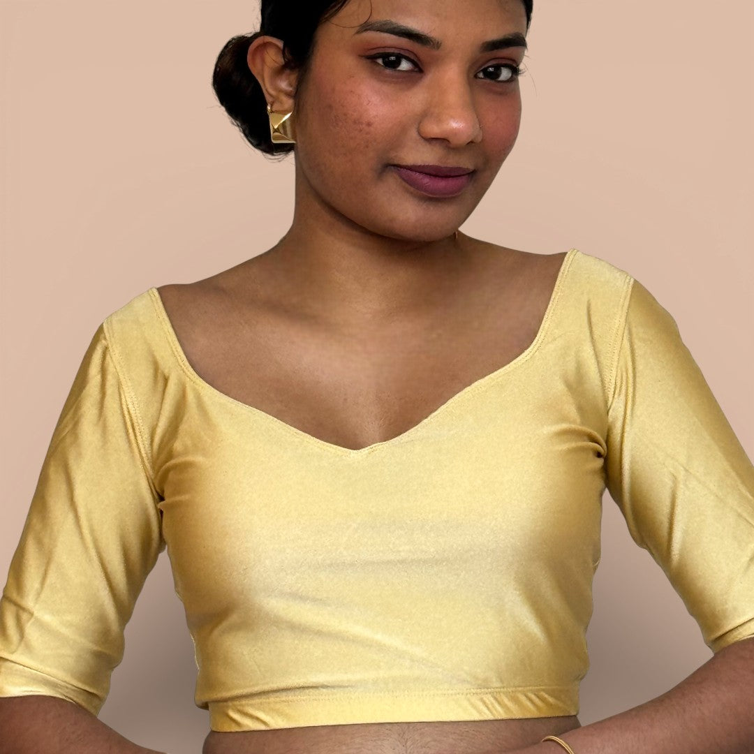 Ready-Made Saree Blusen – Herzausschnitt - Gold
