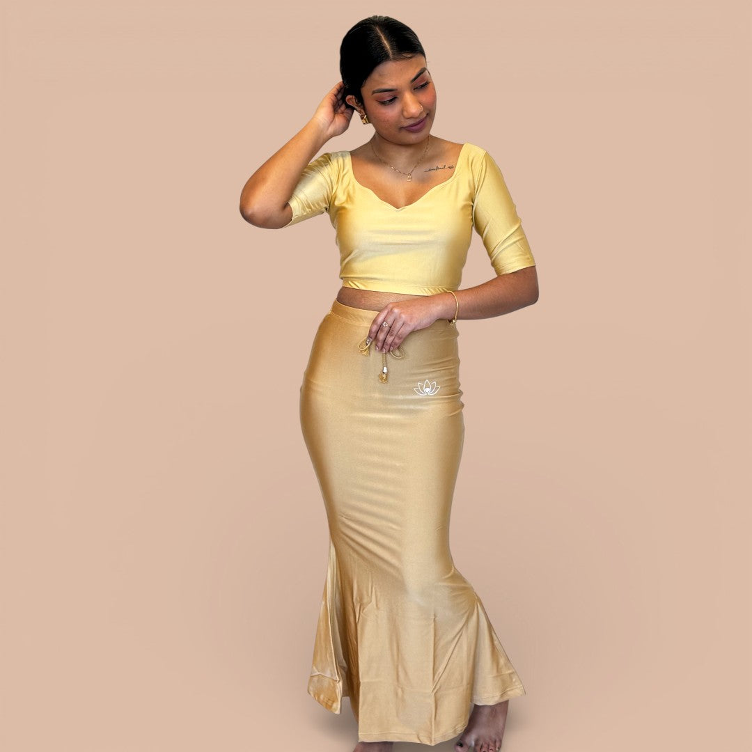 Ready-Made Saree Blusen – Herzausschnitt - Gold