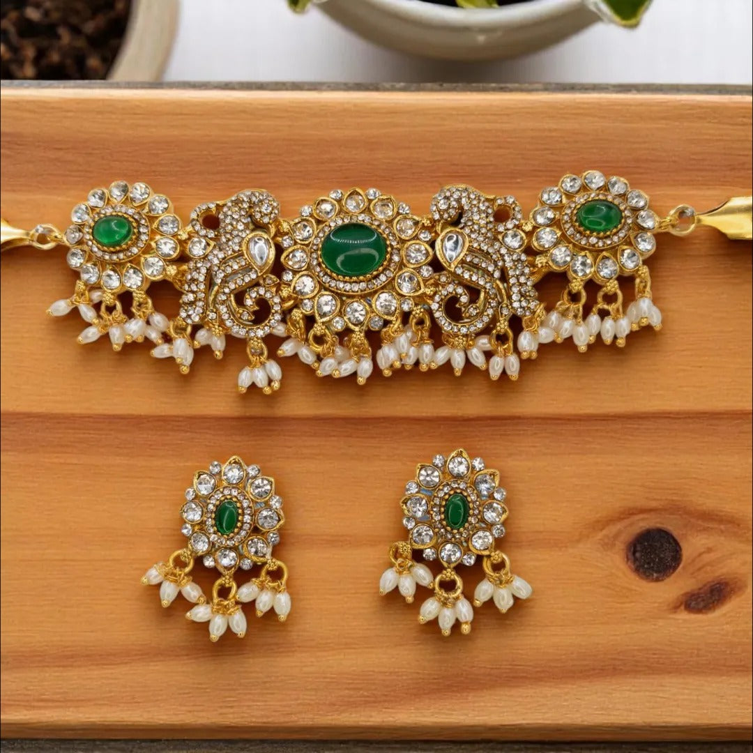 Temple Choker Necklace with Earrings