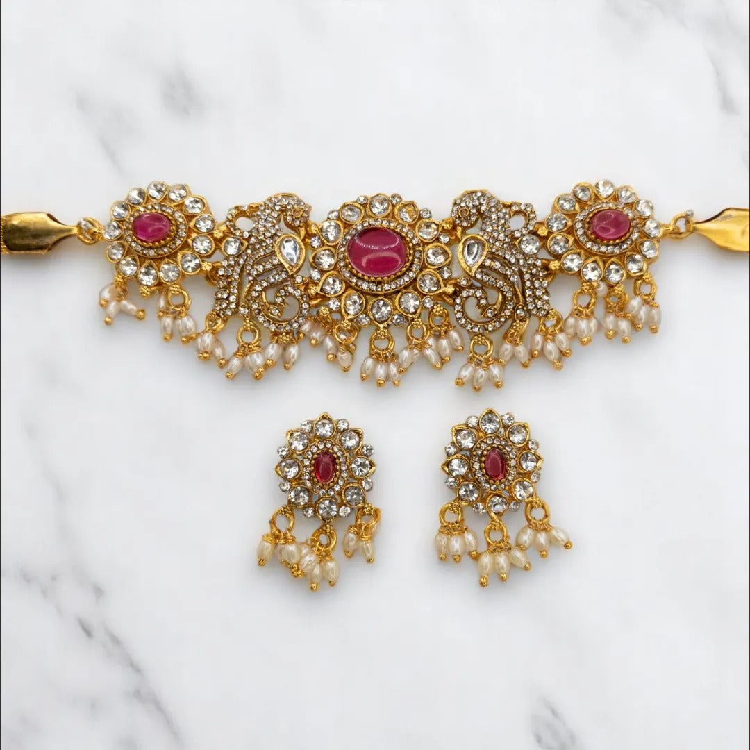 Temple Choker Necklace with Earrings