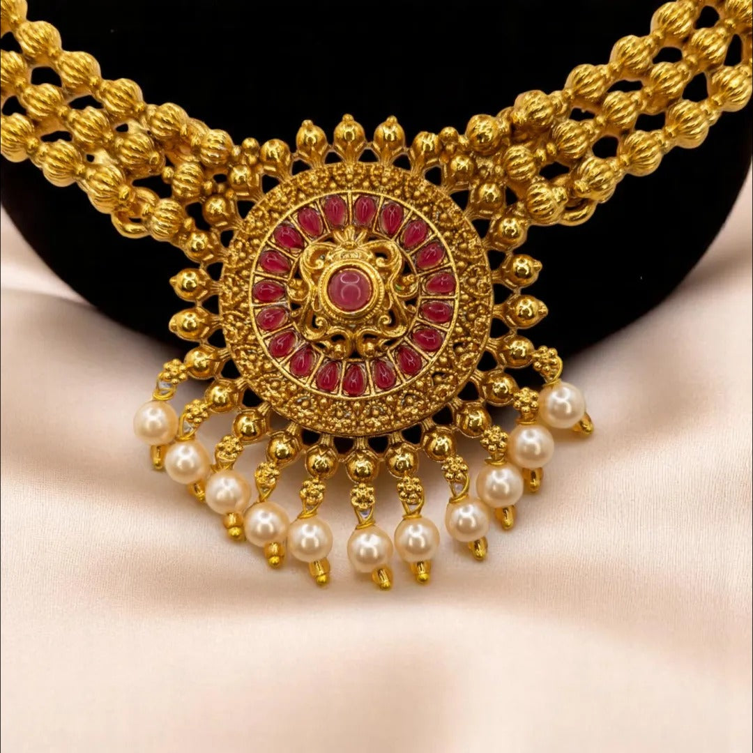 Temple Choker Necklace with Earrings