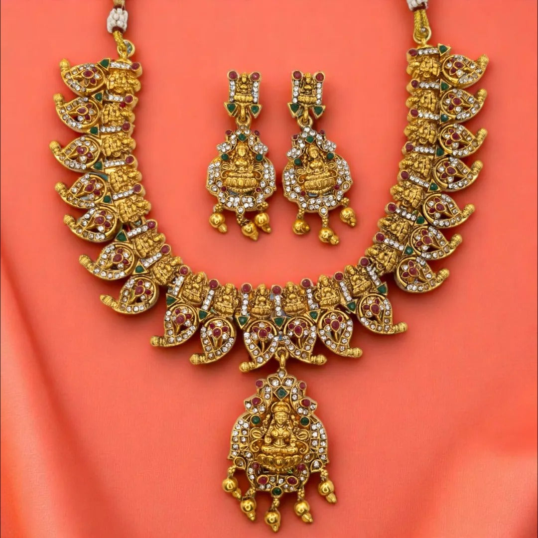Temple Choker Necklace with Earrings