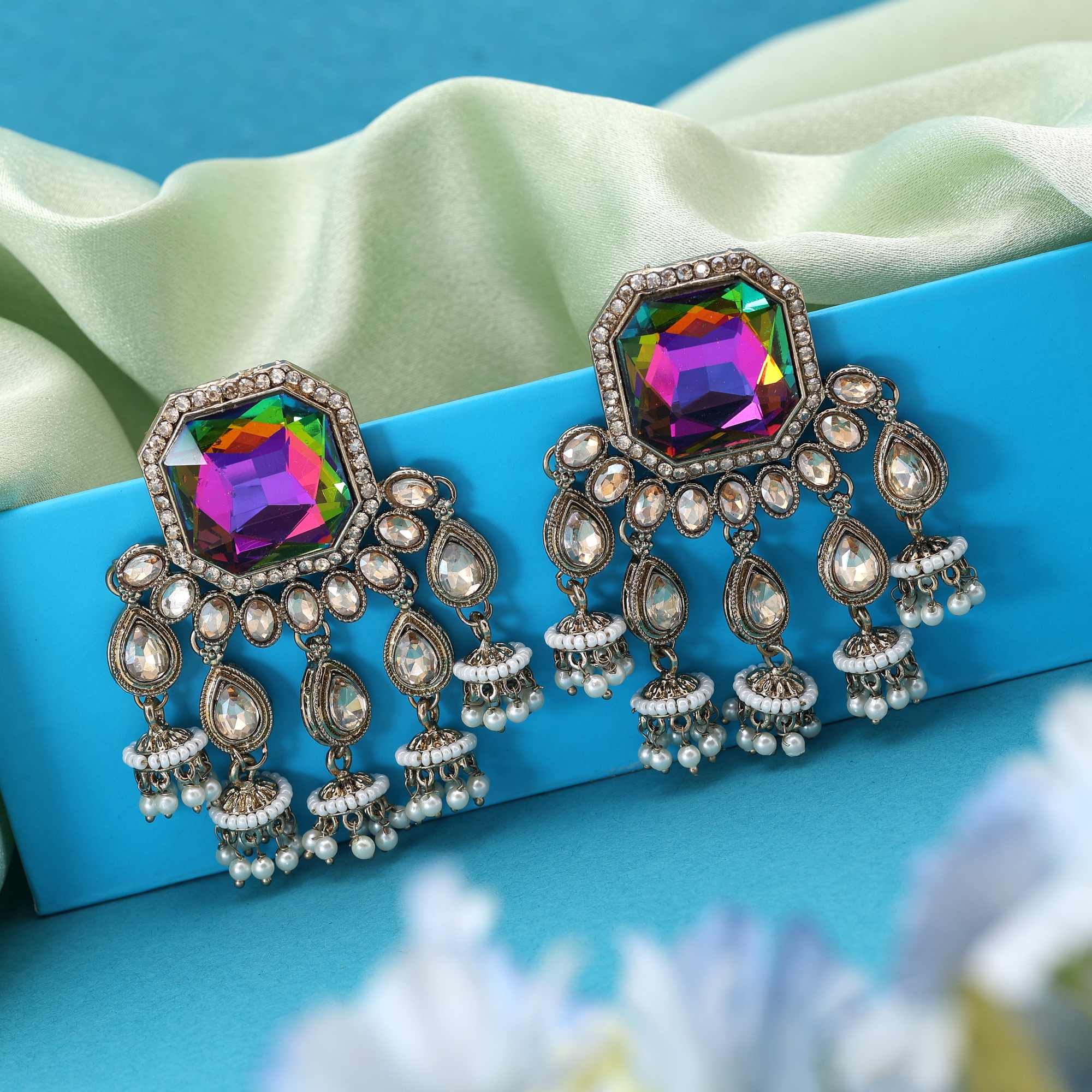 Kundan Ohrringe - multi color | gold