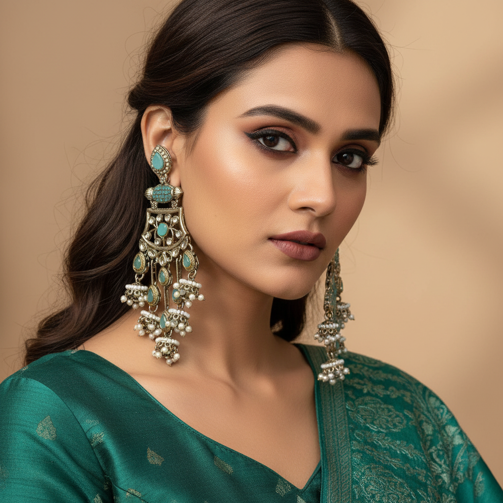 Fashion Earrings - Silver | sea green