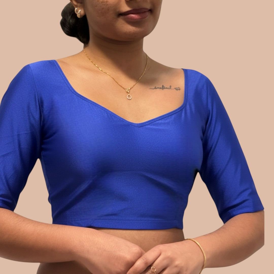 Ready-made saree blouse – sweetheart neckline – blue
