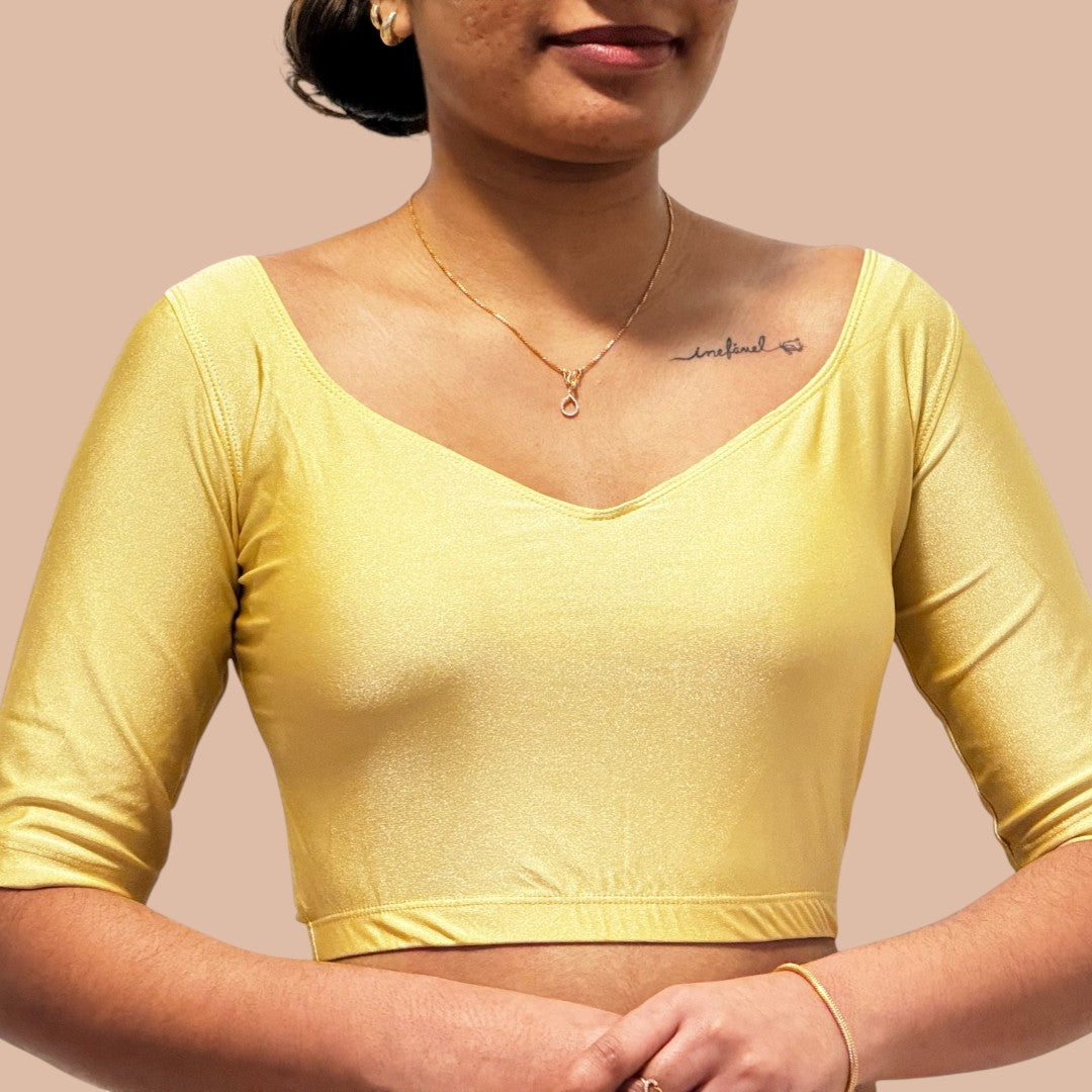 Ready-Made Saree Blusen – Herzausschnitt - Gold