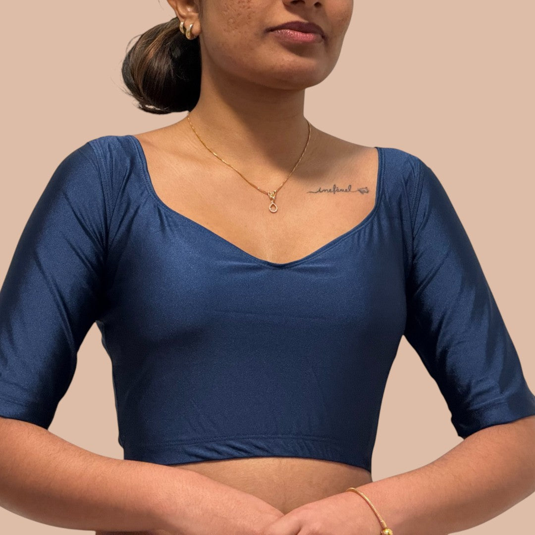Ready-made saree blouse – sweetheart neckline – blue