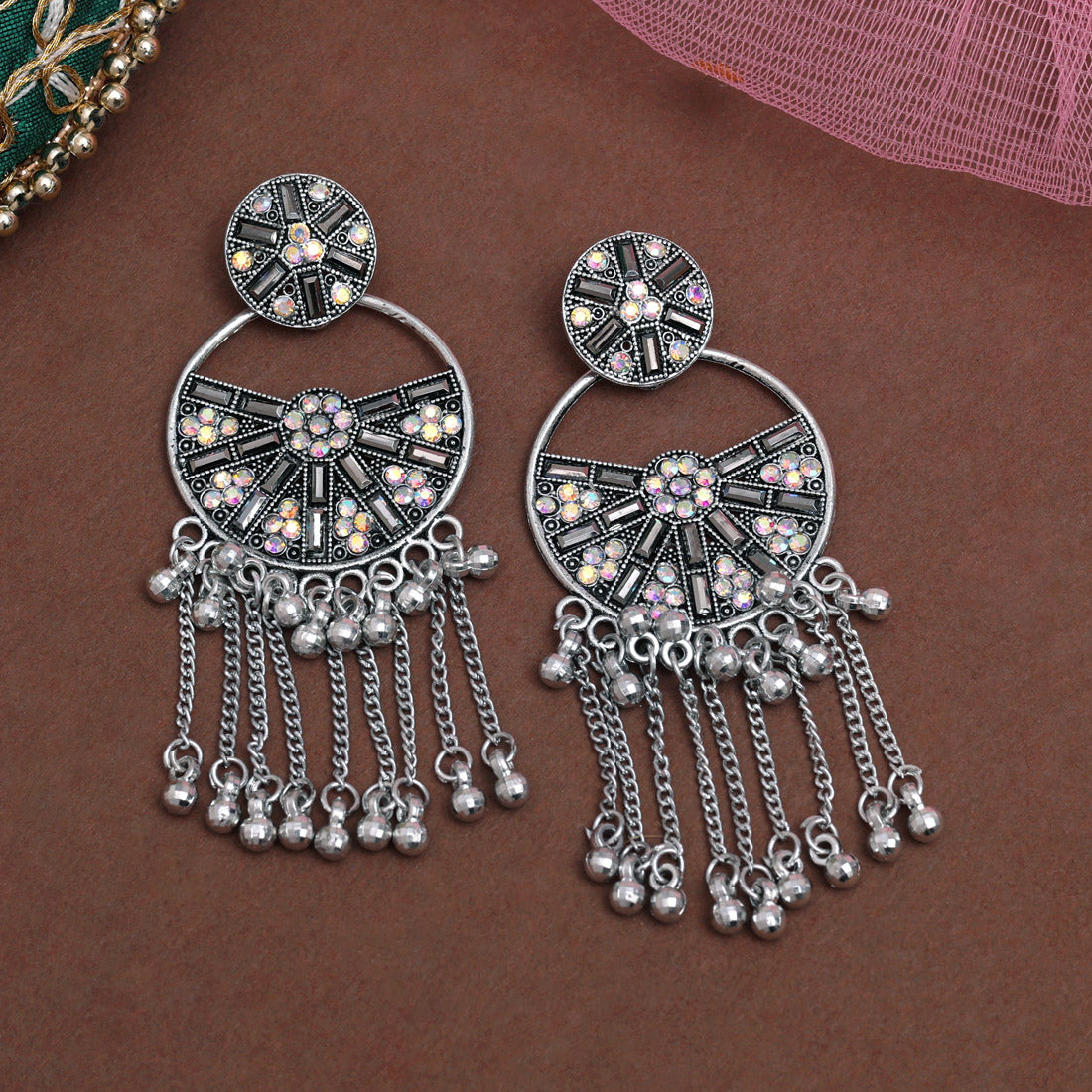 Earrings - Jumkha | silver oxidized