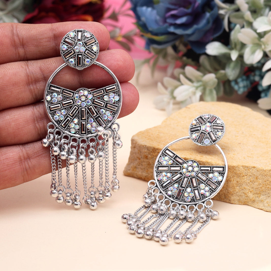 Earrings - Jumkha | silver oxidized