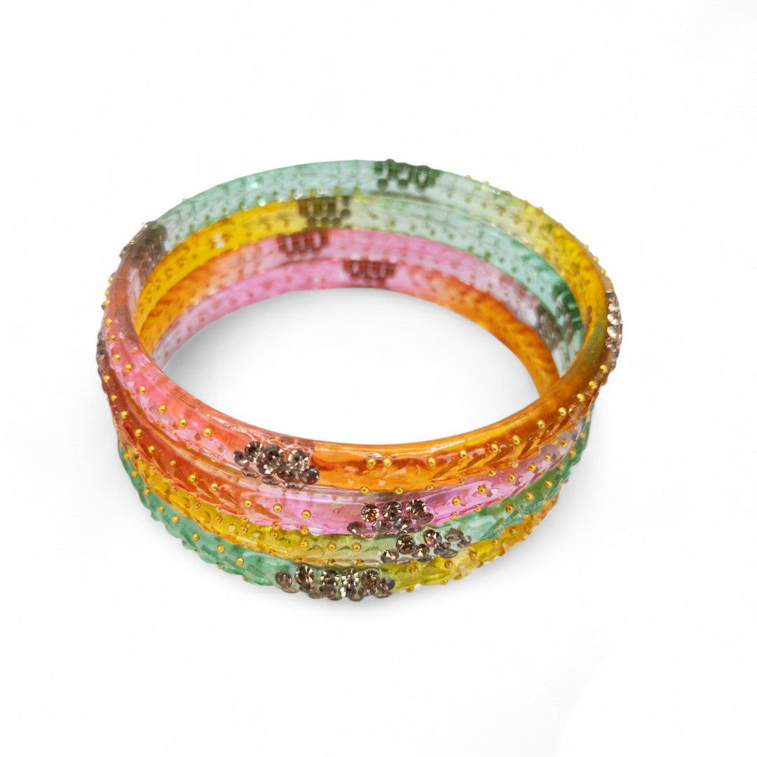 Rain Drop Glas Armreifen – 4er Set - Multi Color