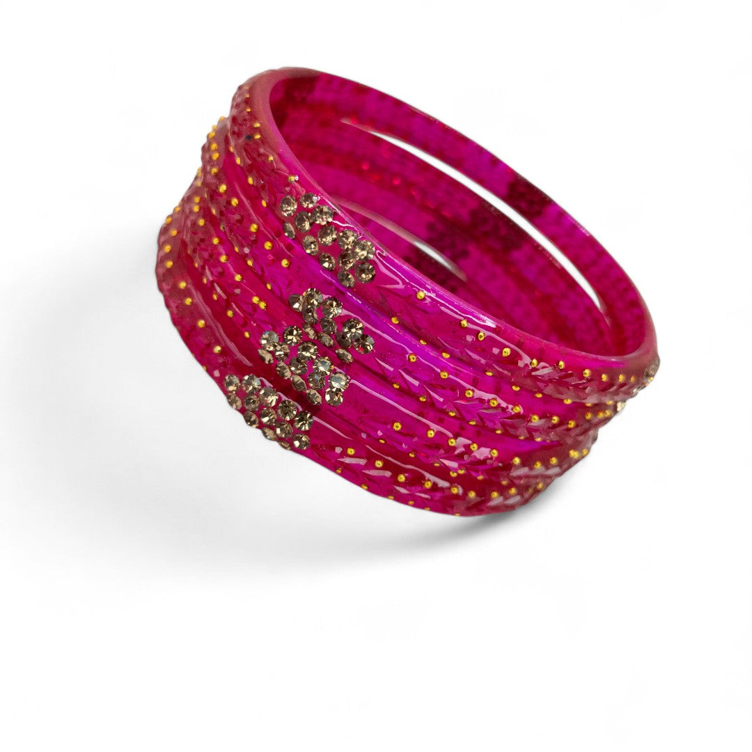 Rain Drop Glas Armreifen – 4er Set - Magenta