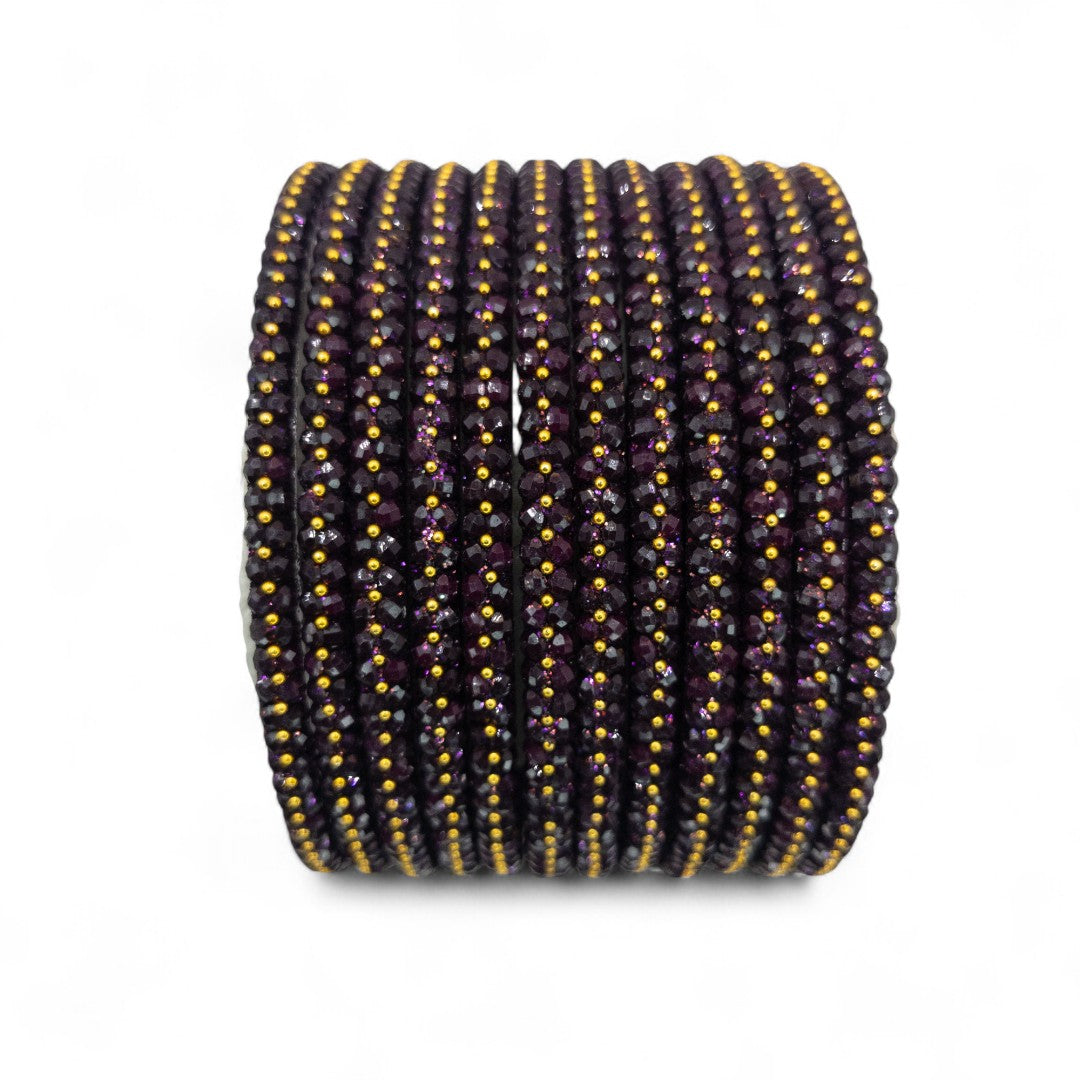 Rain Drop Glass Bangles – Set of 12 - Dark Blue