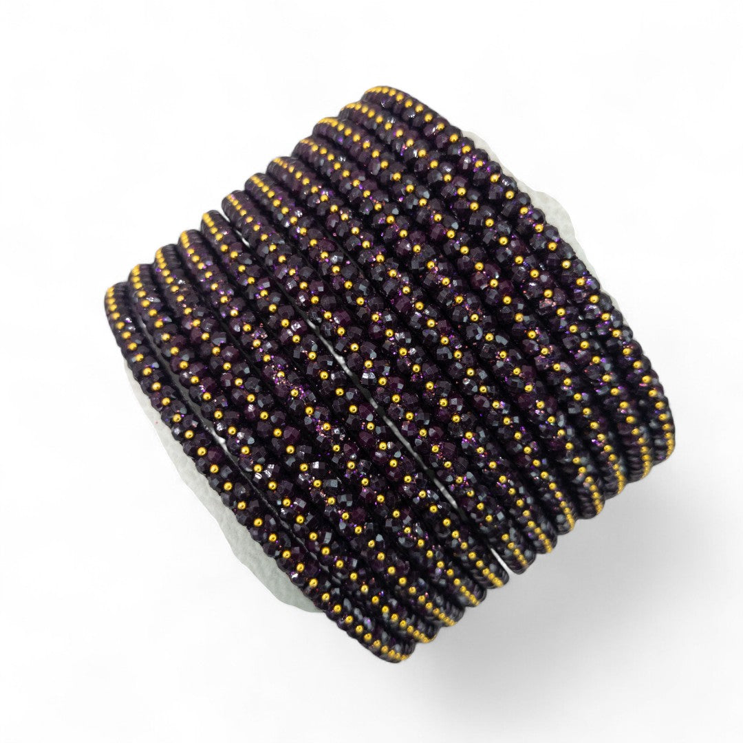 Rain Drop Glass Bangles – Set of 12 - Dark Blue