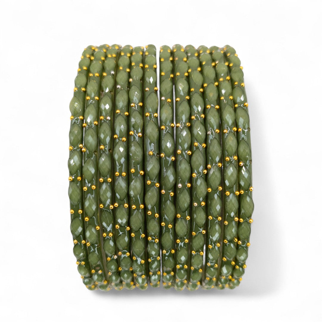 Rain Drop Glass Bangles – Set of 12 - Dark Blue