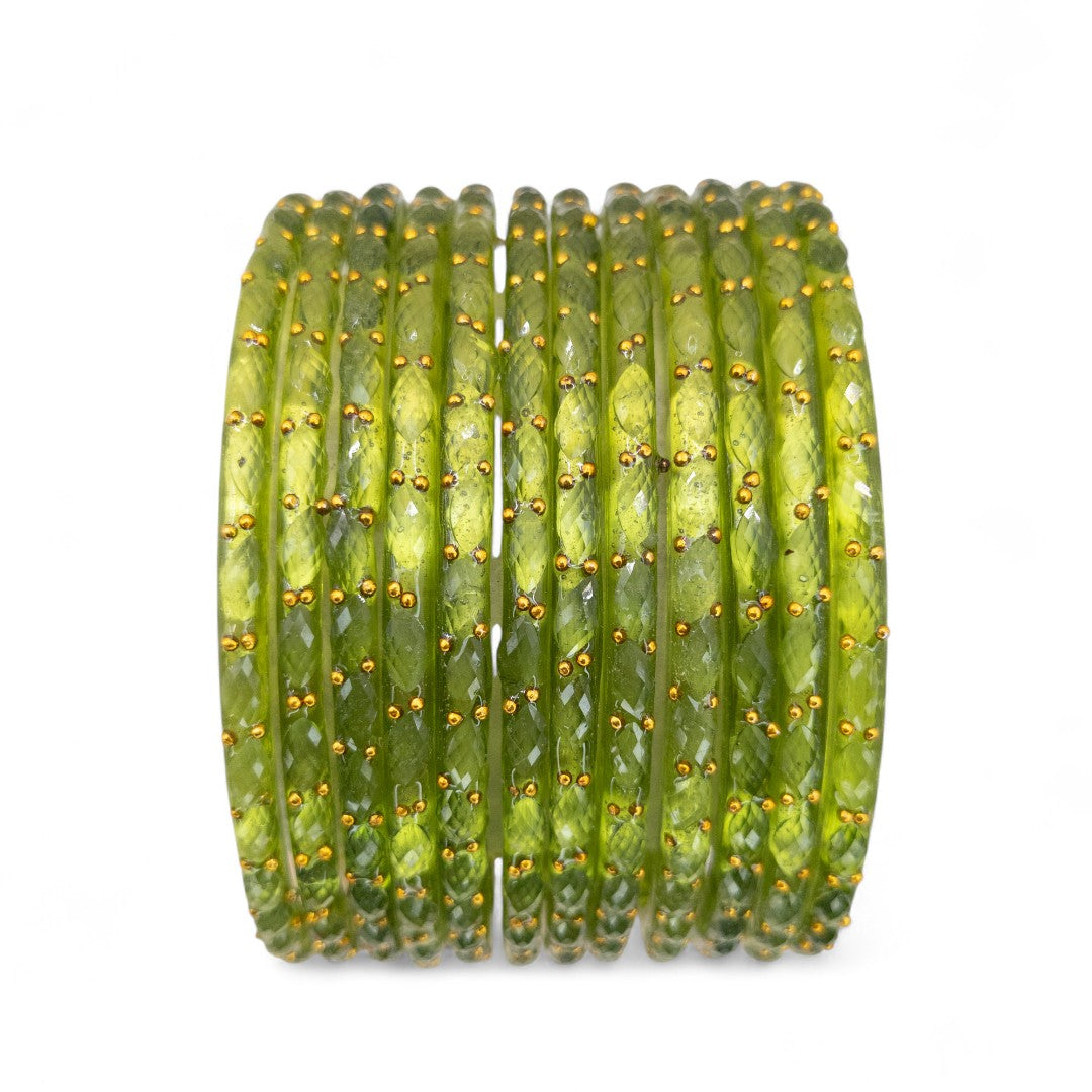 Rain Drop Glass Bangles – Set of 12 - Dark Blue