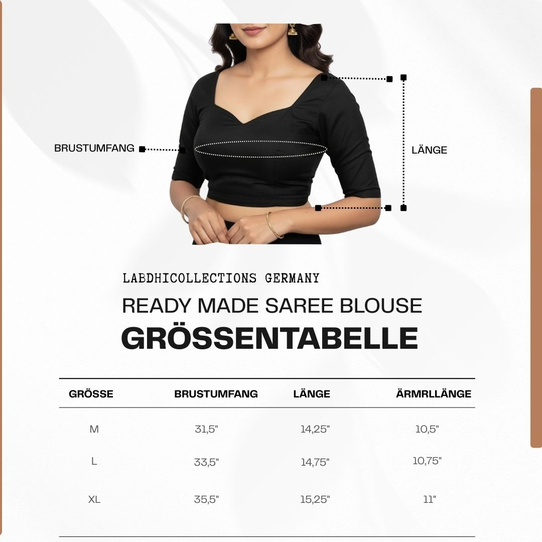 Ready-made saree blouse – sweetheart neckline – blue