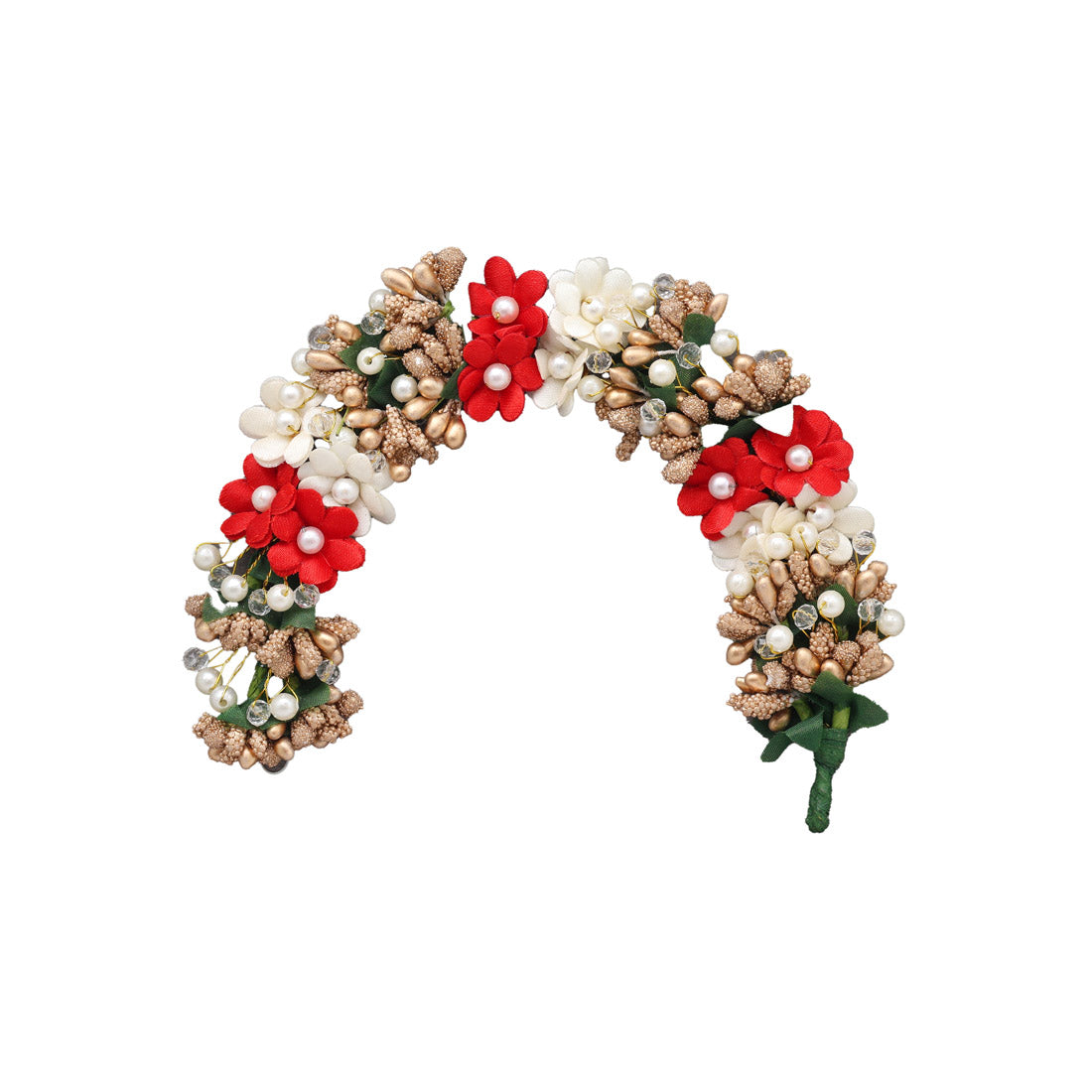 Künstliche indische Haarblumen - rot , gold