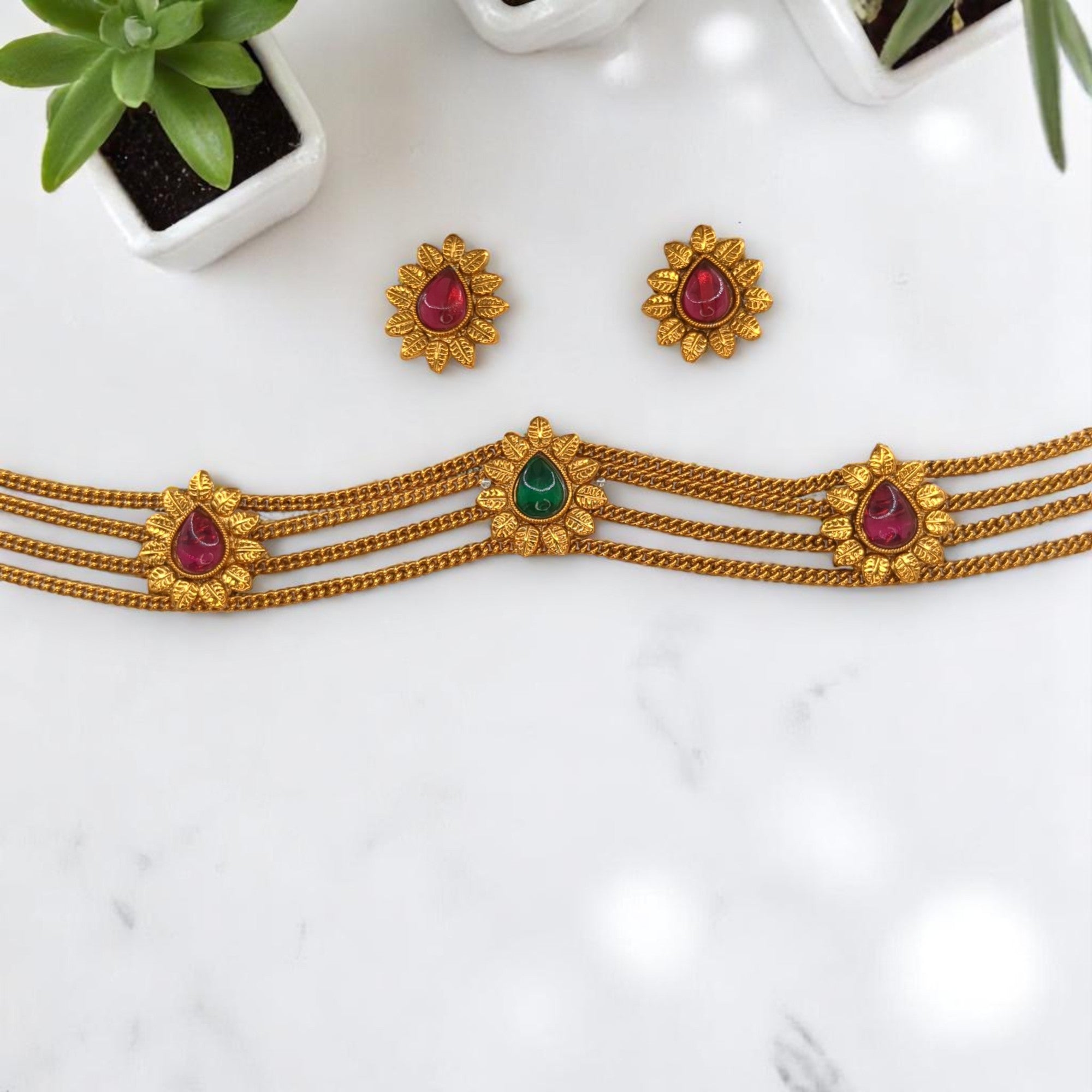 Trendy Choker Halskette mit Ohrringe